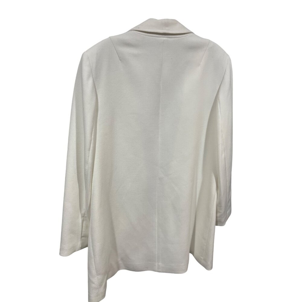 Tahari Arthur S. Levine Womens White Open-Front Blazer W/ Zipper Pockets Size 10 - Picture 2 of 8